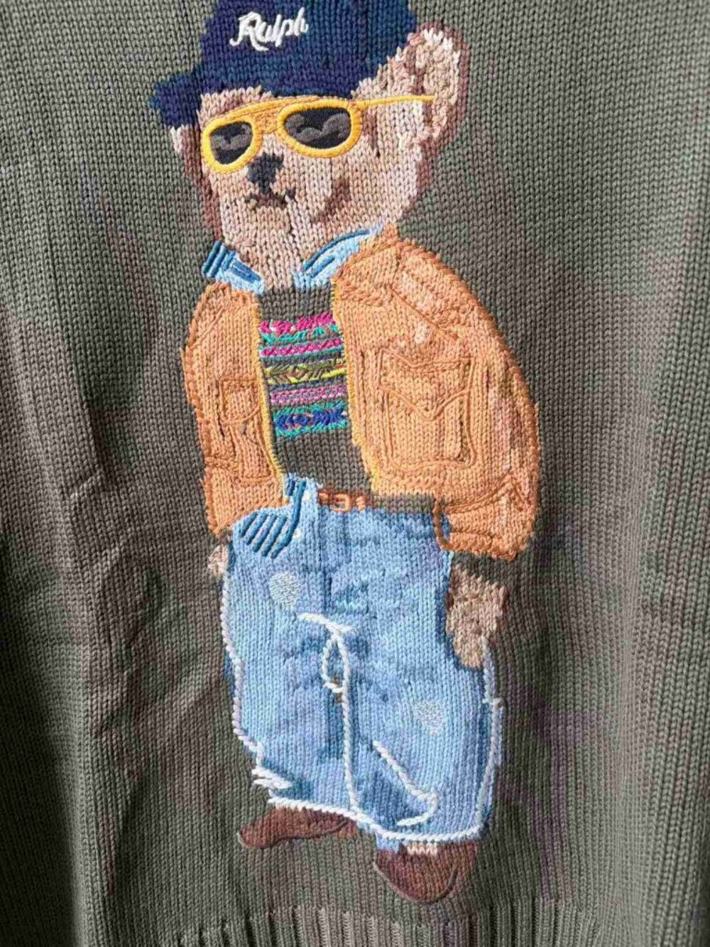 ✨Authentic Polo Ralph Lauren Olive Green Street‑Style Polo Bear Sweater - Picture 6 of 6